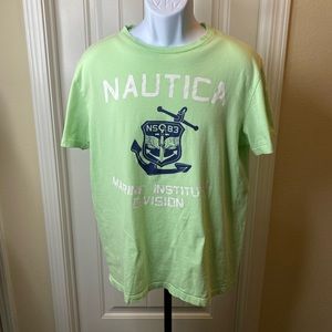 Nautica T-shirt Mens Large Aqua Blue Short Sleeve Marine Institute Division